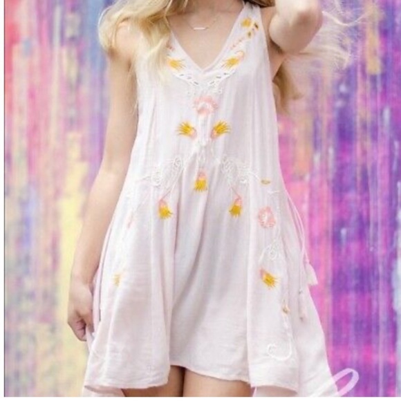 Free People Adelaide Intimately Free Embroidered Boho Tank Keyhole Mini Dress XS - Picture 3 of 10
